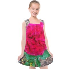 Folded Red Rose Kids  Cross Back Dress by okhismakingart