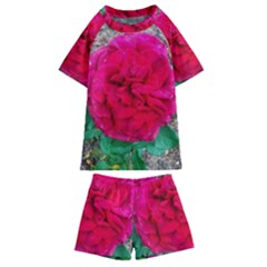 Folded Red Rose Kids  Swim Tee And Shorts Set by okhismakingart