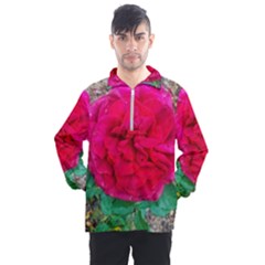 Folded Red Rose Men s Half Zip Pullover