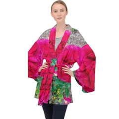 Folded Red Rose Velvet Kimono Robe by okhismakingart