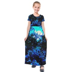 Cascade Of Flowers Kids  Short Sleeve Maxi Dress by okhismakingart