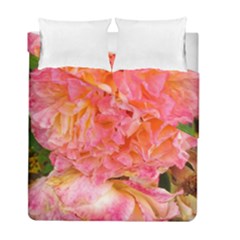 Folded Pink And Orange Rose Duvet Cover Double Side (full/ Double Size) by okhismakingart