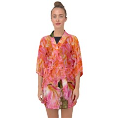 Folded Pink And Orange Rose Half Sleeve Chiffon Kimono by okhismakingart