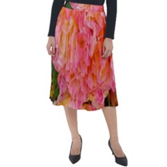 Folded Pink And Orange Rose Classic Velour Midi Skirt 