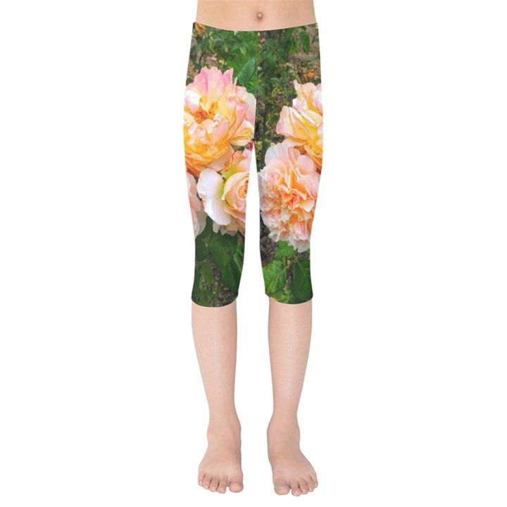 Bunch of Orange and Pink Roses Kids  Capri Leggings 