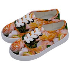 Bunch Of Orange And Pink Roses Kids  Classic Low Top Sneakers by okhismakingart