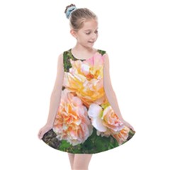 Bunch Of Orange And Pink Roses Kids  Summer Dress by okhismakingart