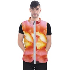 Light Orange And Pink Rose Men s Puffer Vest by okhismakingart