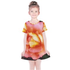 Light Orange And Pink Rose Kids  Simple Cotton Dress by okhismakingart