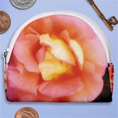 Light Orange And Pink Rose Horseshoe Style Canvas Pouch