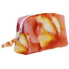 Light Orange And Pink Rose Wristlet Pouch Bag (large)