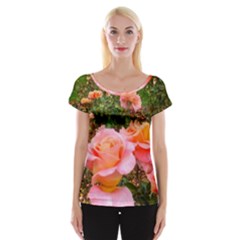 Pink Rose Field Cap Sleeve Top by okhismakingart