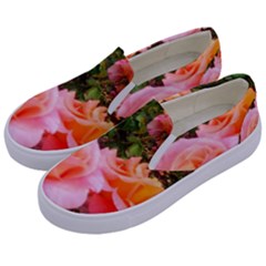 Pink Rose Field Kids  Canvas Slip Ons by okhismakingart