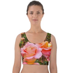 Pink Rose Field Velvet Crop Top by okhismakingart