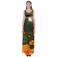 Orange Rose Field Empire Waist Maxi Dress by okhismakingart