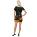 Orange Rose Field Short Sleeve Asymmetric Mini Dress View2