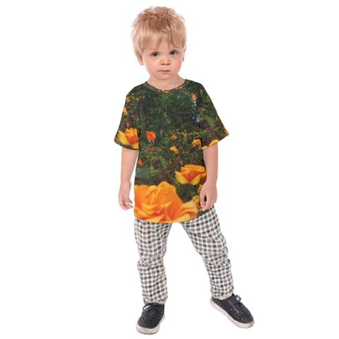 Orange Rose Field Kids  Raglan Tee by okhismakingart