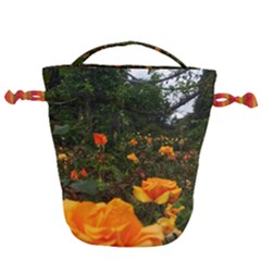 Orange Rose Field Drawstring Bucket Bag by okhismakingart