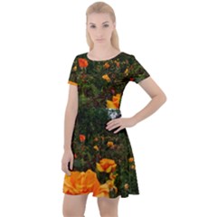 Orange Rose Field Cap Sleeve Velour Dress 