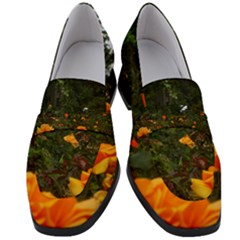 Orange Rose Field Women s Chunky Heel Loafers by okhismakingart