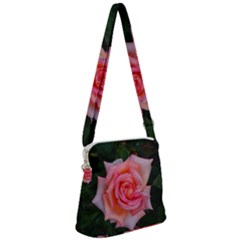 Pink Angular Rose Zipper Messenger Bag by okhismakingart