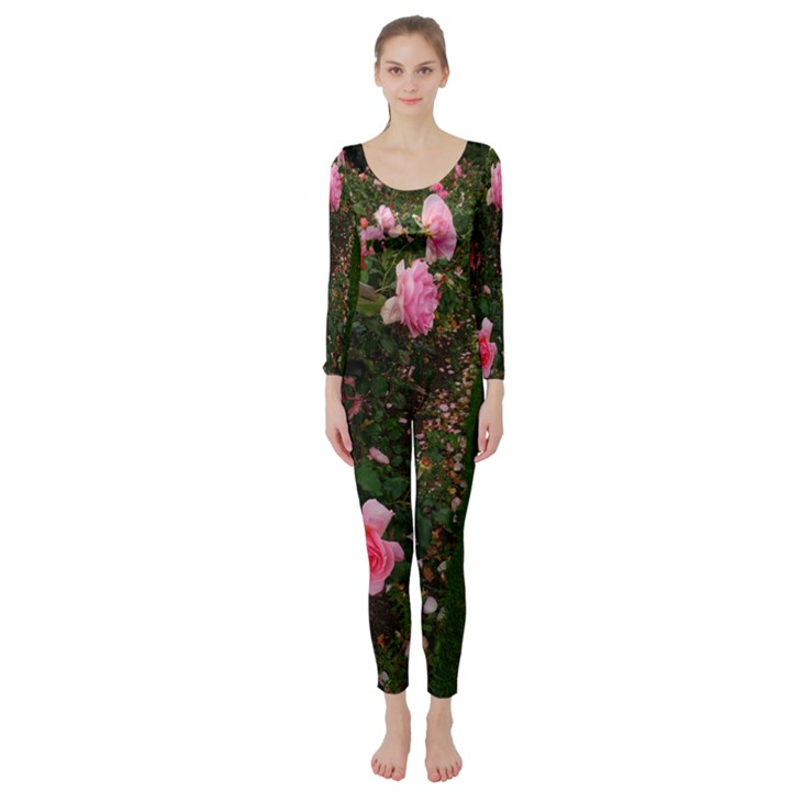 Pink Rose Field (Sideways) Long Sleeve Catsuit