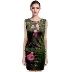 Pink Rose Field (sideways) Sleeveless Velvet Midi Dress by okhismakingart