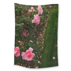 Pink Rose Field (sideways) Large Tapestry by okhismakingart