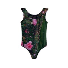 Pink Rose Field (sideways) Kids  Frill Swimsuit by okhismakingart