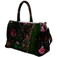 Pink Rose Field (sideways) Duffel Travel Bag by okhismakingart