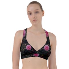 Pink Rose Field Ii Sweetheart Sports Bra by okhismakingart