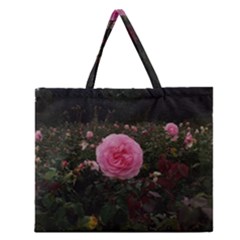 Pink Rose Field Ii Zipper Large Tote Bag by okhismakingart