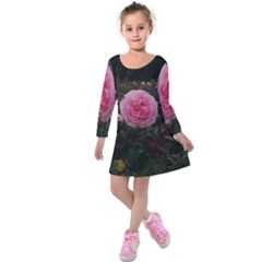 Pink Rose Field Ii Kids  Long Sleeve Velvet Dress by okhismakingart