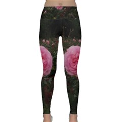 Pink Rose Field Ii Lightweight Velour Classic Yoga Leggings by okhismakingart