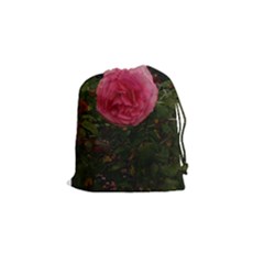 Round Pink Rose Drawstring Pouch (small) by okhismakingart