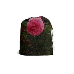 Round Pink Rose Drawstring Pouch (medium) by okhismakingart