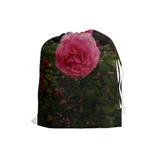 Round Pink Rose Drawstring Pouch (large) by okhismakingart