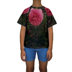 Round Pink Rose Kids  Short Sleeve Swimwear by okhismakingart