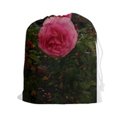 Round Pink Rose Drawstring Pouch (xxl) by okhismakingart