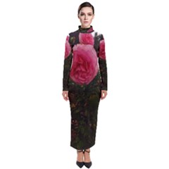 Round Pink Rose Turtleneck Maxi Dress by okhismakingart