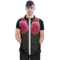 Round Pink Rose Men s Puffer Vest by okhismakingart