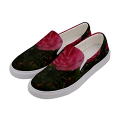 Round Pink Rose Women s Canvas Slip Ons by okhismakingart