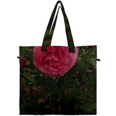 Round Pink Rose Canvas Travel Bag by okhismakingart