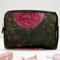 Round Pink Rose Make Up Pouch (medium) by okhismakingart