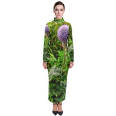 Purple Spherical Flower Turtleneck Maxi Dress by okhismakingart