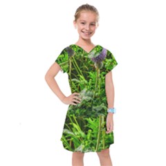 Purple Spherical Flower Kids  Drop Waist Dress by okhismakingart