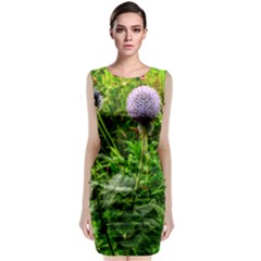 Purple Spherical Flower Sleeveless Velvet Midi Dress by okhismakingart