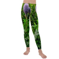 Purple Spherical Flower Kids  Lightweight Velour Leggings by okhismakingart