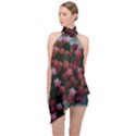 Floral Stars Halter Asymmetric Satin Top View1