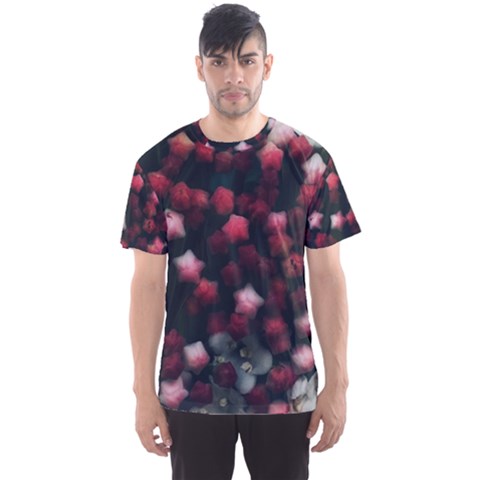 Floral Stars -dark Red Men s Sports Mesh Tee by okhismakingart